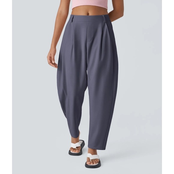 HALARA Pants - Halara Womens Mid Rise Side Pocket Barrel Leg Work Pants Size Large Purple Work